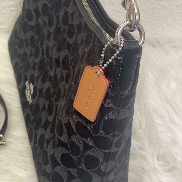 NWT Coach Laurel Shoulder Bag In Signature Denim in Black CDE44 - Picture 5 of 12